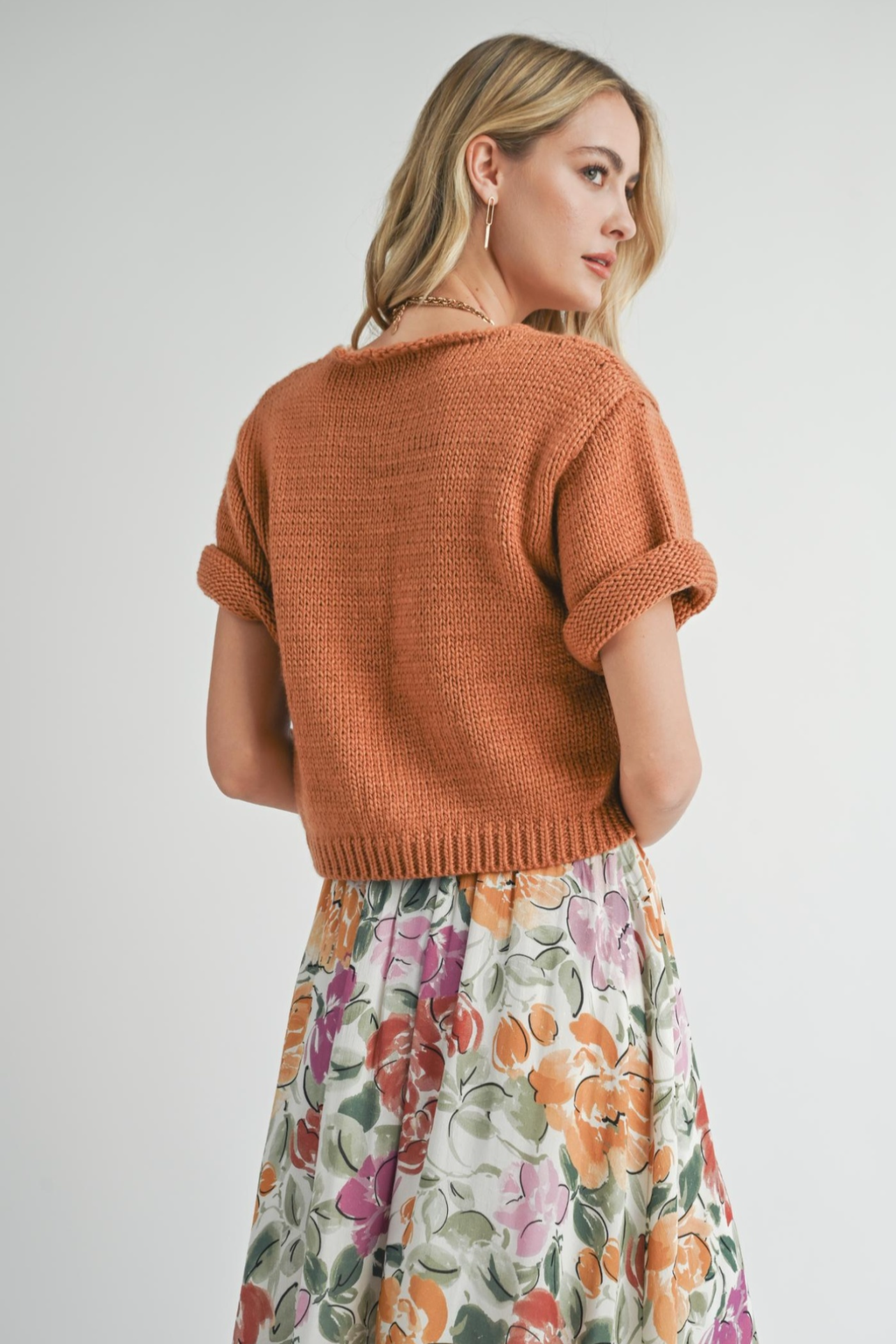 Sadie & Sage Coco Buttoned Sweater - Pumpkin