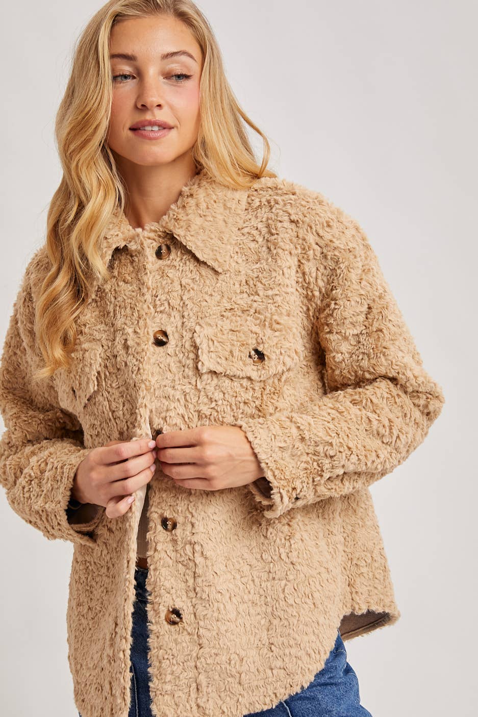 Bluivy - BOUCLE WOVEN JACKET: LATTE