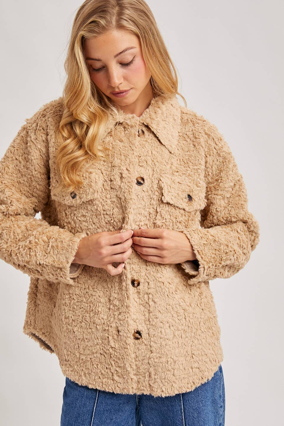 Bluivy - BOUCLE WOVEN JACKET: LATTE