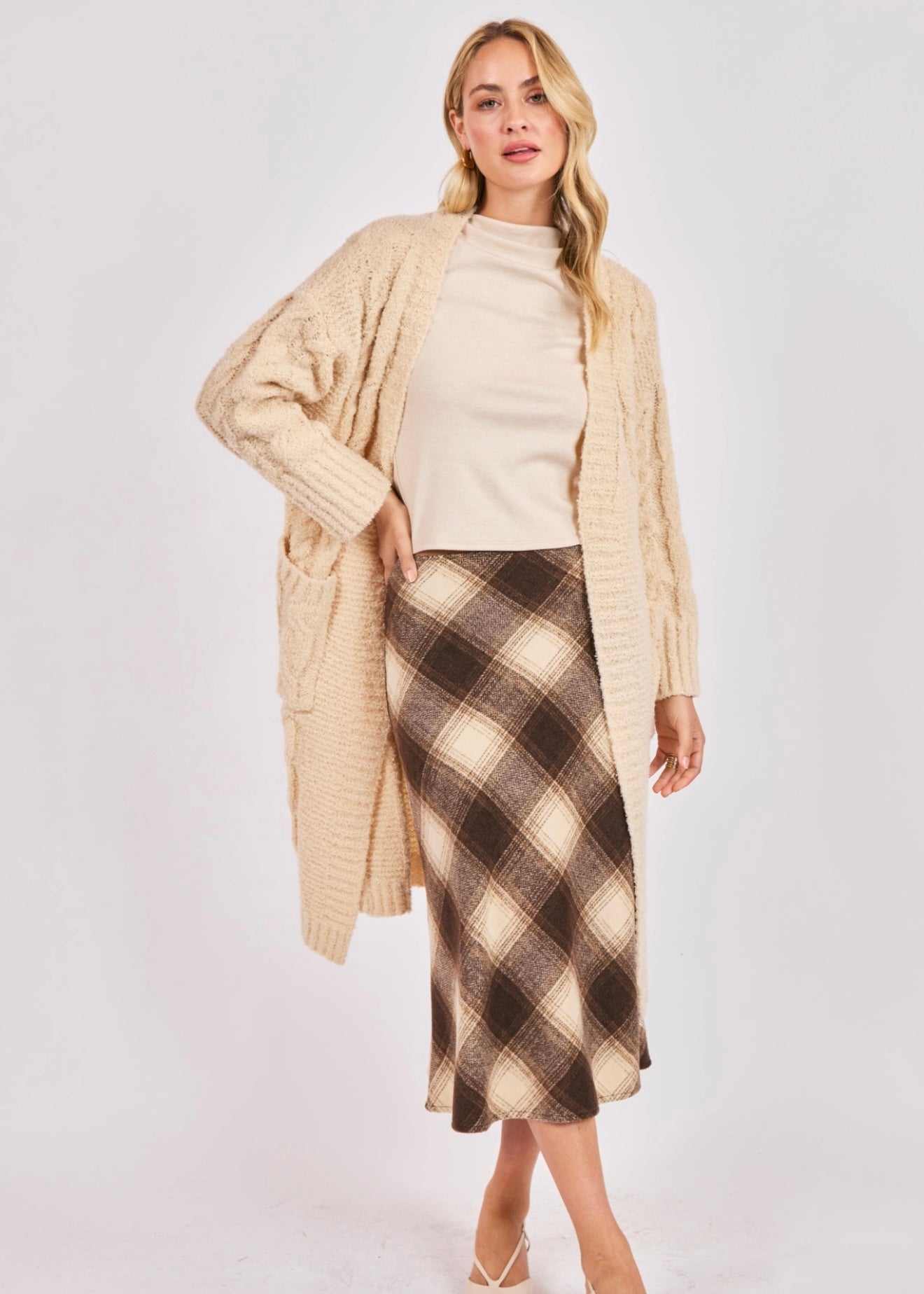 Sadie & Sage Lenora Open Front Cardigan - Cream