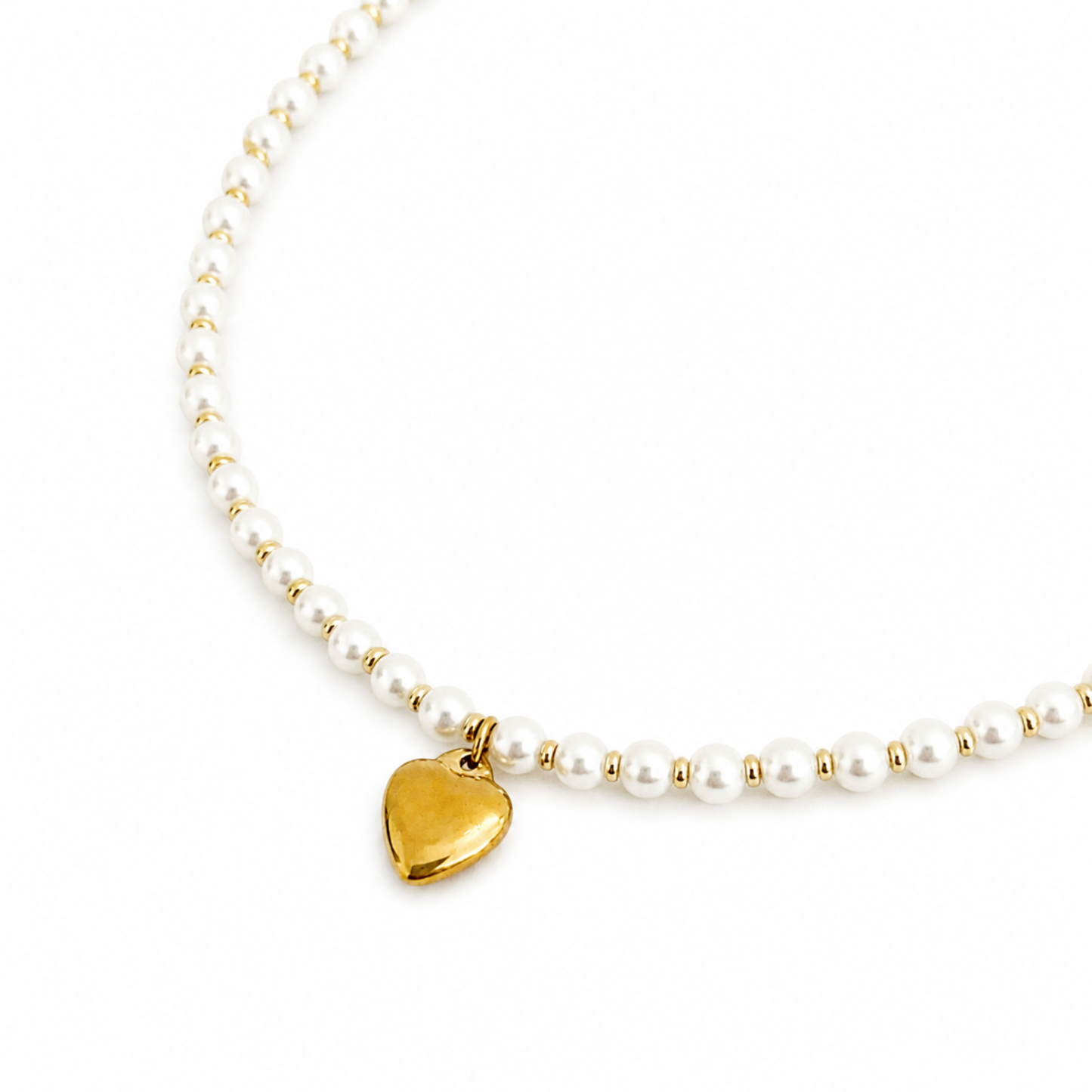 Ellison+Young - Pearl And Gold Bauble Heart Necklace