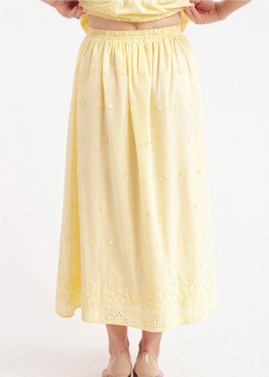 Sadie & Sage Beachglass Embroidered Maxi Skirt - Yellow