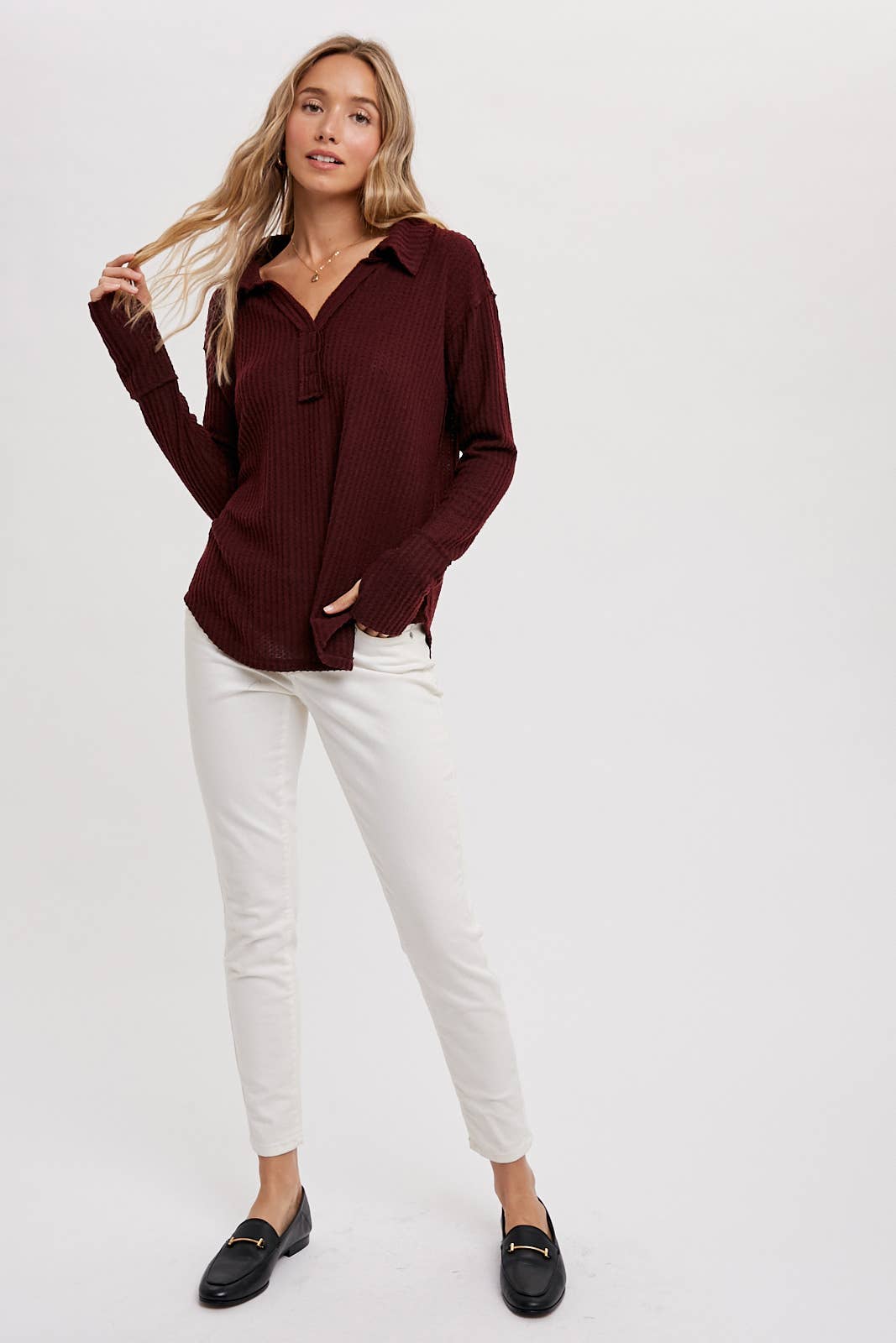 Bluivy - Brushed Waffle Henley Top