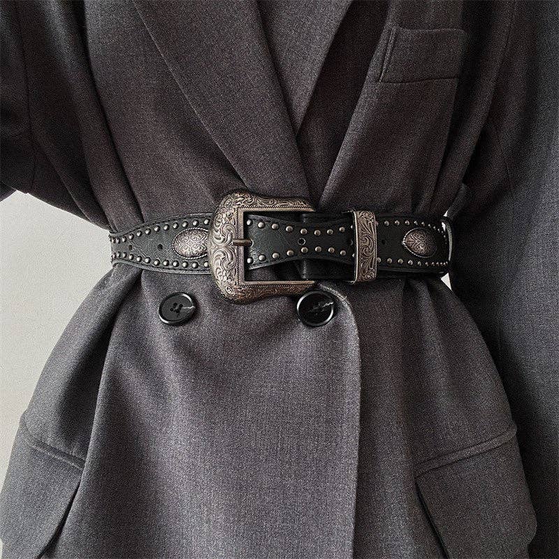 Dipped Shop - Vintage Metal Punk Adjustable Waist Belt Black