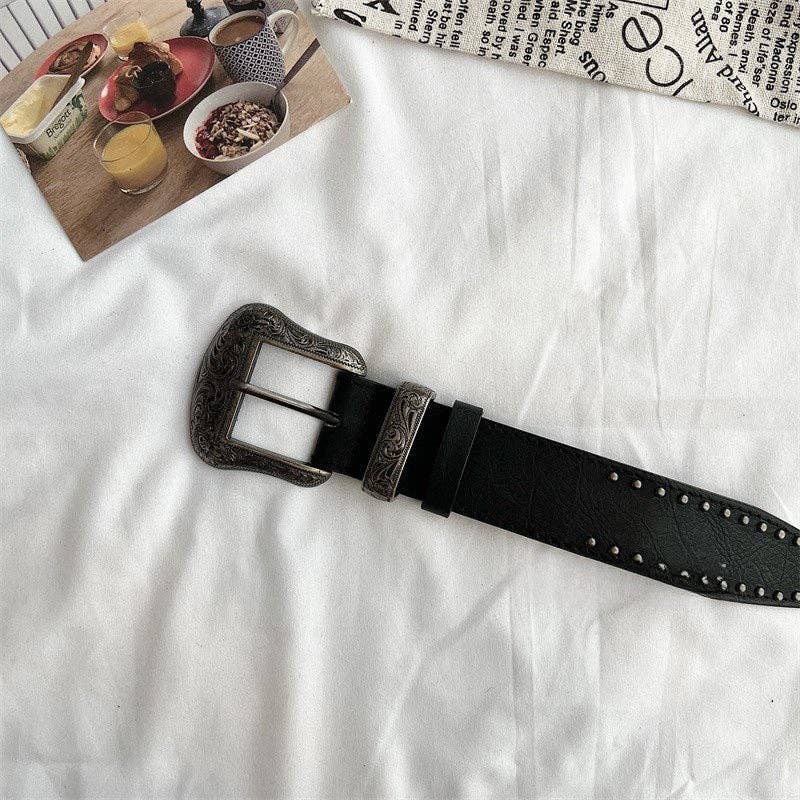 Dipped Shop - Vintage Metal Punk Adjustable Waist Belt Black