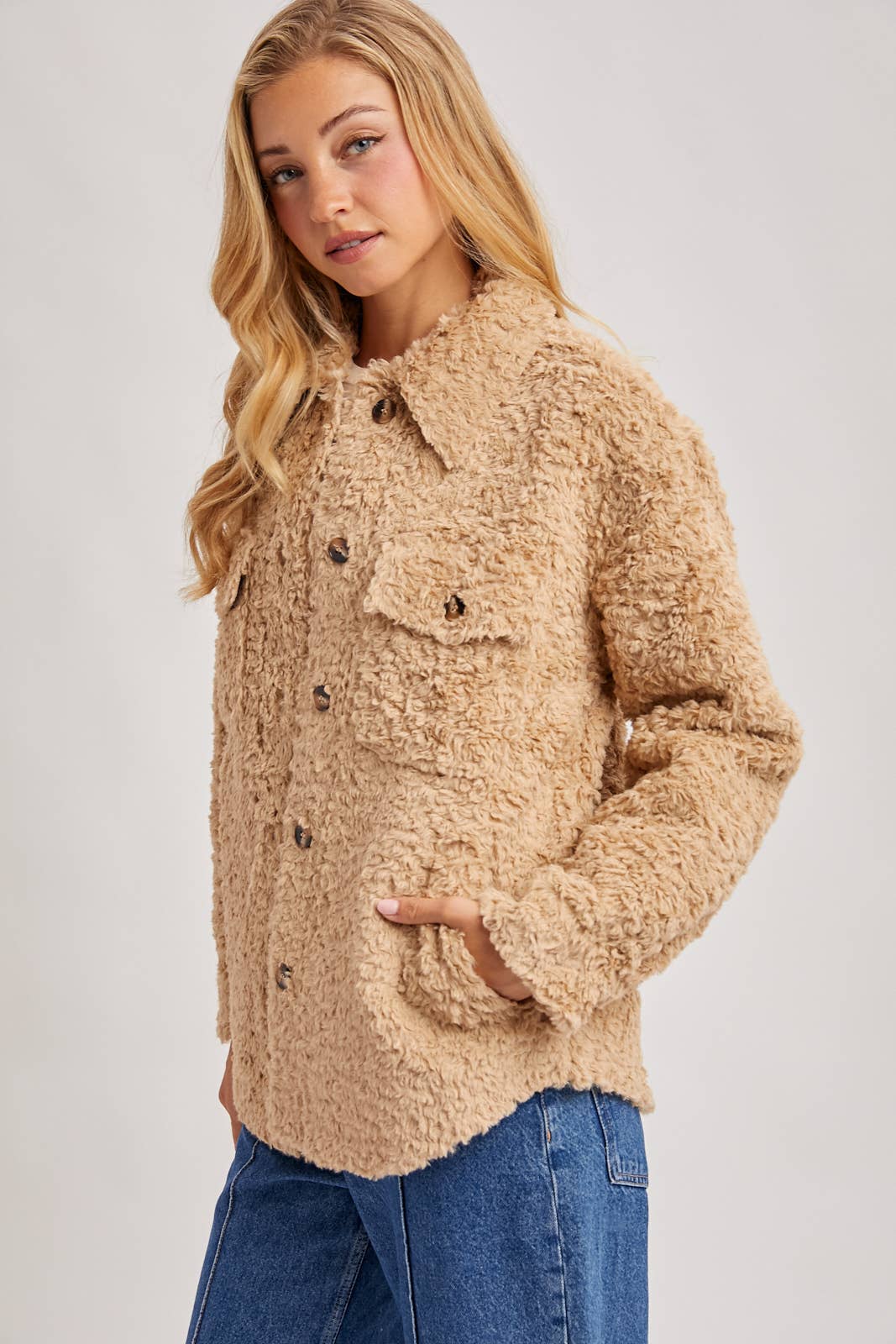 Bluivy - BOUCLE WOVEN JACKET: LATTE
