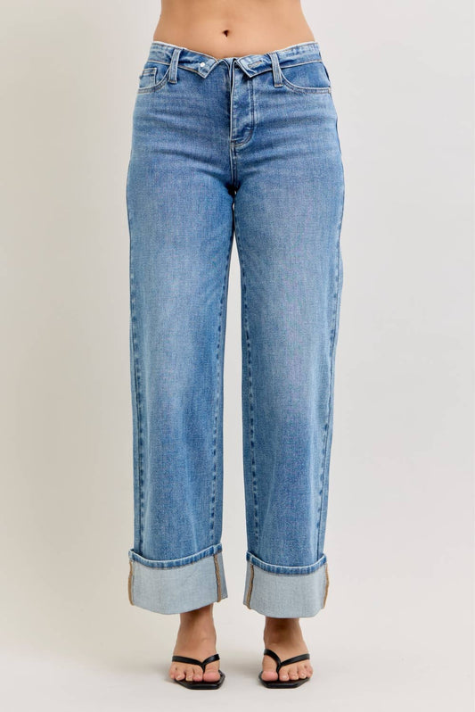 Judy Blue Jeans - MR Straight w/ Fold Over WB: MD