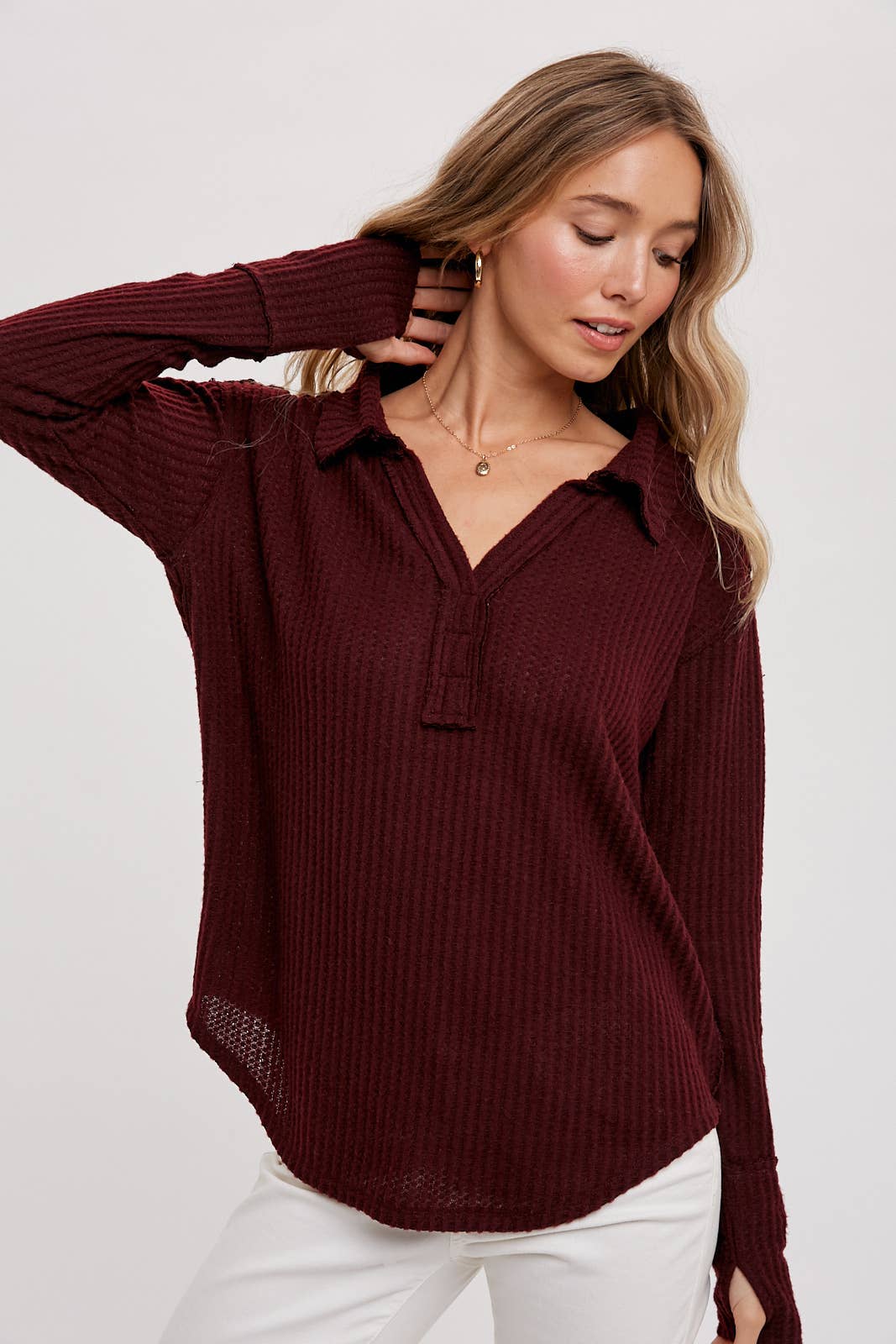 Bluivy - Brushed Waffle Henley Top
