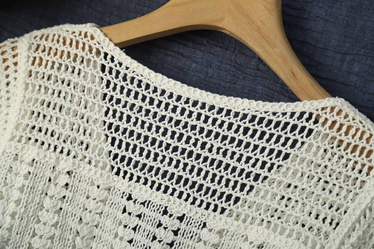 Hope & Sunshine - Cotton Crochet Short Sleeve Shrug Cardigan for Women: White