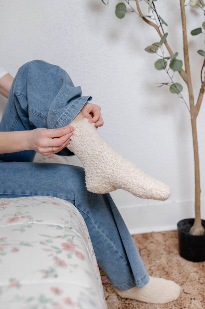 Whim and Whimsy Gift Co. - Women's Cozy Socks with Heart Charm: White