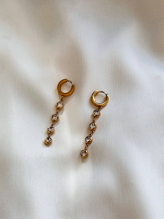 mila + stevie - CZ Crystal Huggie Drop Earrings