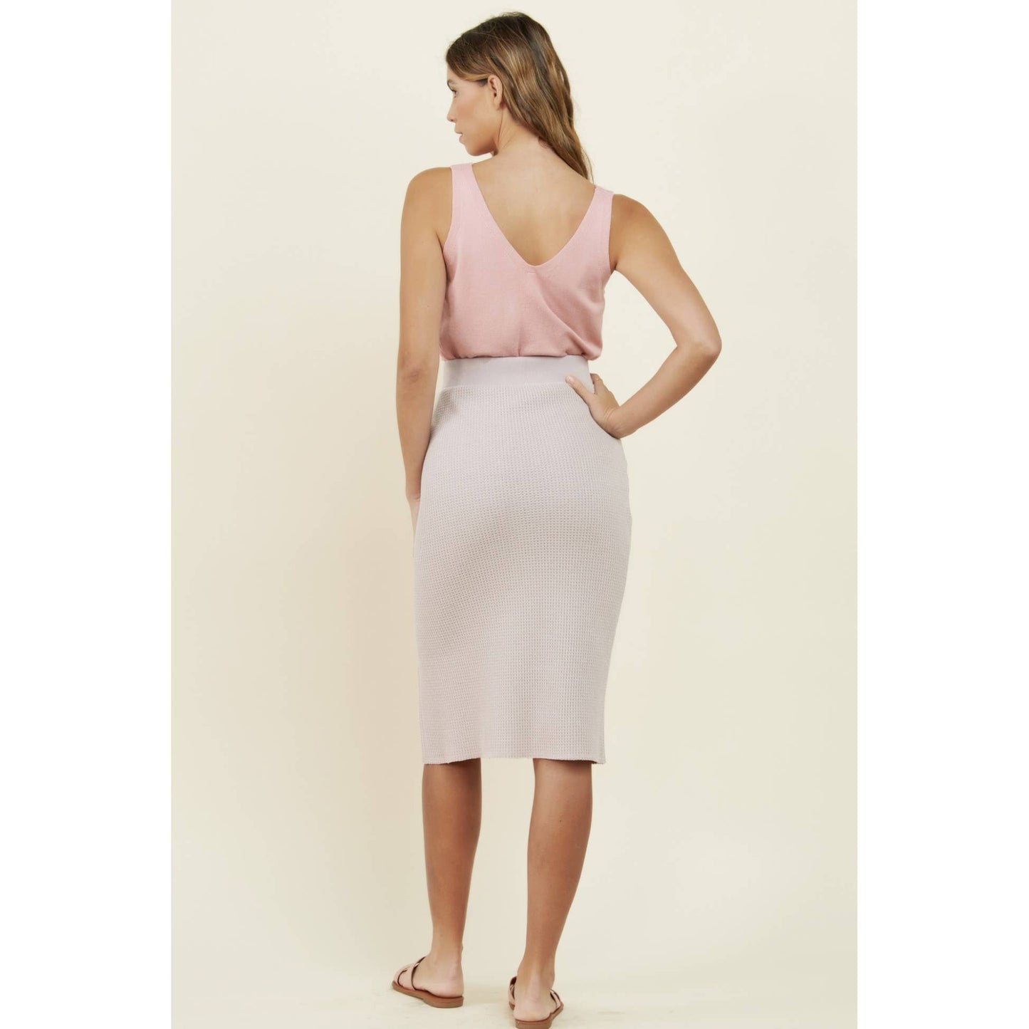Wishlist Apparel - V-NECK KNIT TANK: Light Mauve