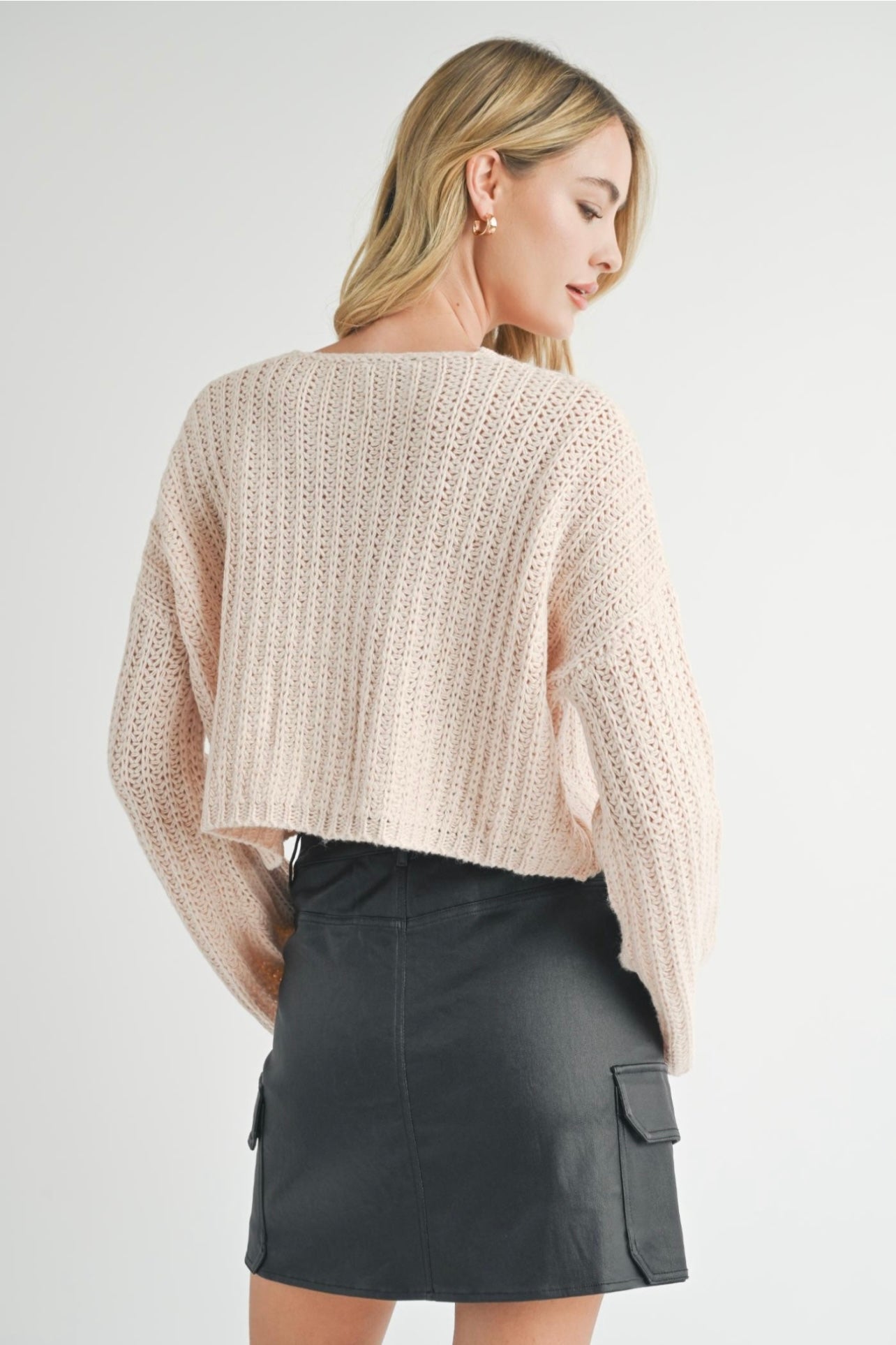 Sadie & Sage Rosalia Wide Knit Sweater - Blush