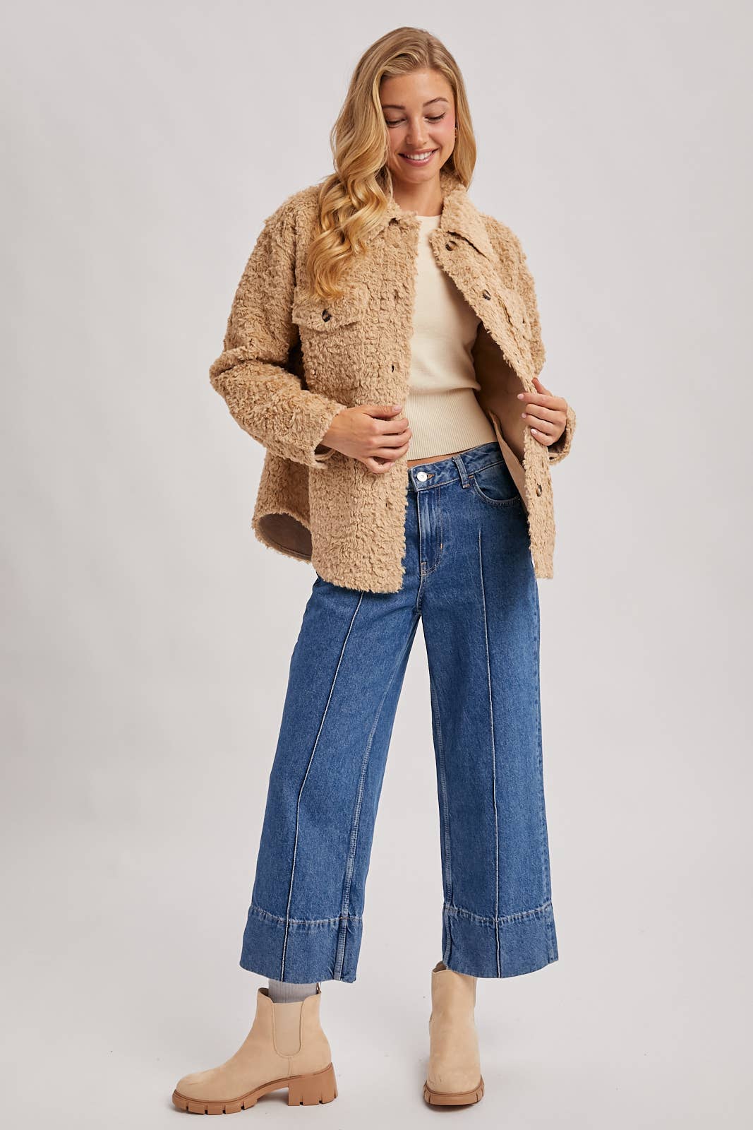 Bluivy - BOUCLE WOVEN JACKET: LATTE