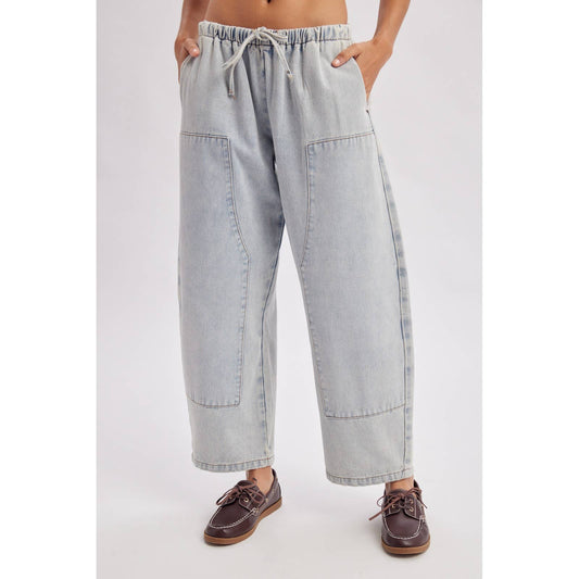 Wishlist Apparel - DRAWSTRING BARREL DENIM PANTS : DENIM