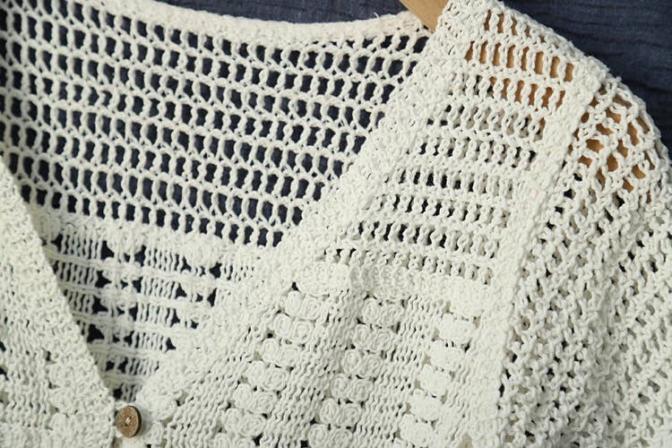 Hope & Sunshine - Cotton Crochet Short Sleeve Shrug Cardigan for Women: White