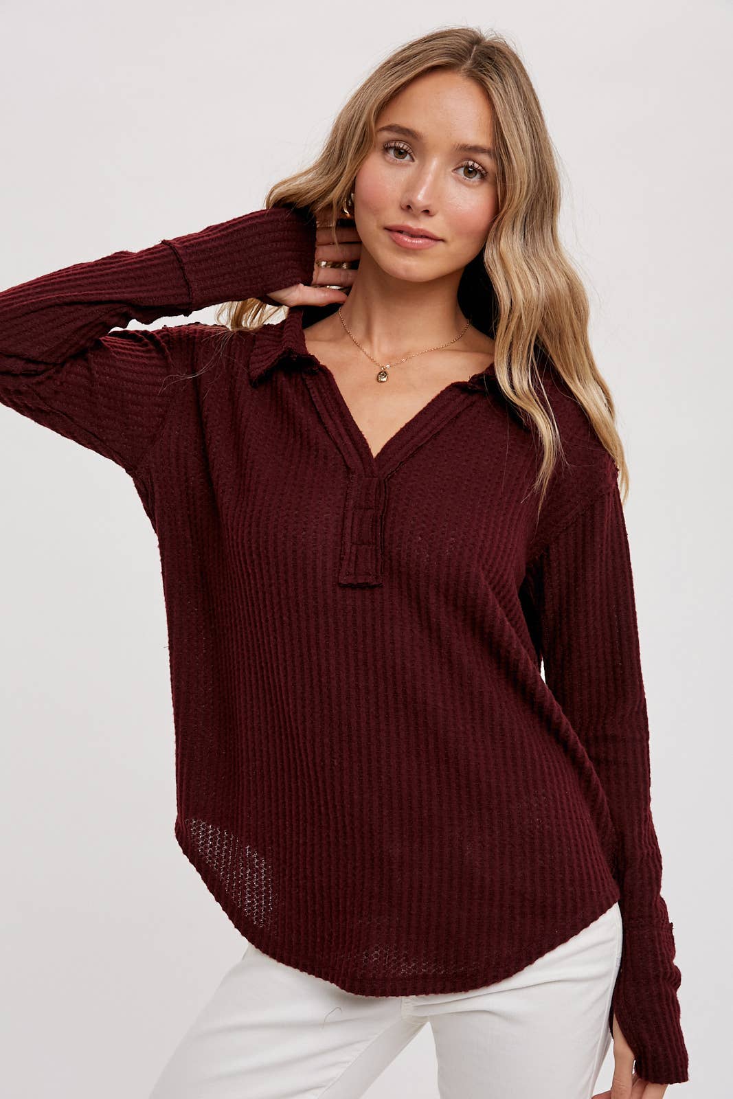 Bluivy - Brushed Waffle Henley Top