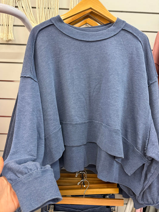 La Biz Exposed Seams Sweatshirt - Indigo Blue