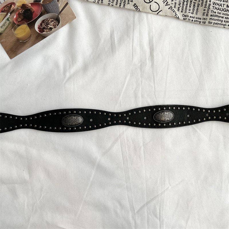 Dipped Shop - Vintage Metal Punk Adjustable Waist Belt Black