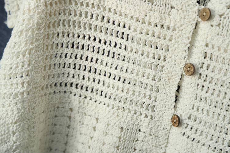 Hope & Sunshine - Cotton Crochet Short Sleeve Shrug Cardigan for Women: White