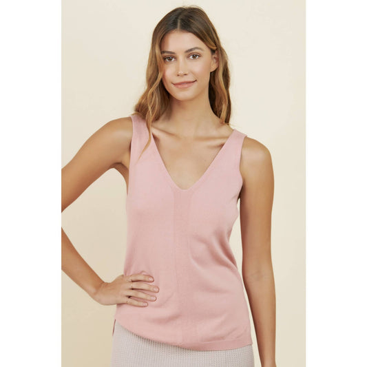 Wishlist Apparel - V-NECK KNIT TANK: Light Mauve
