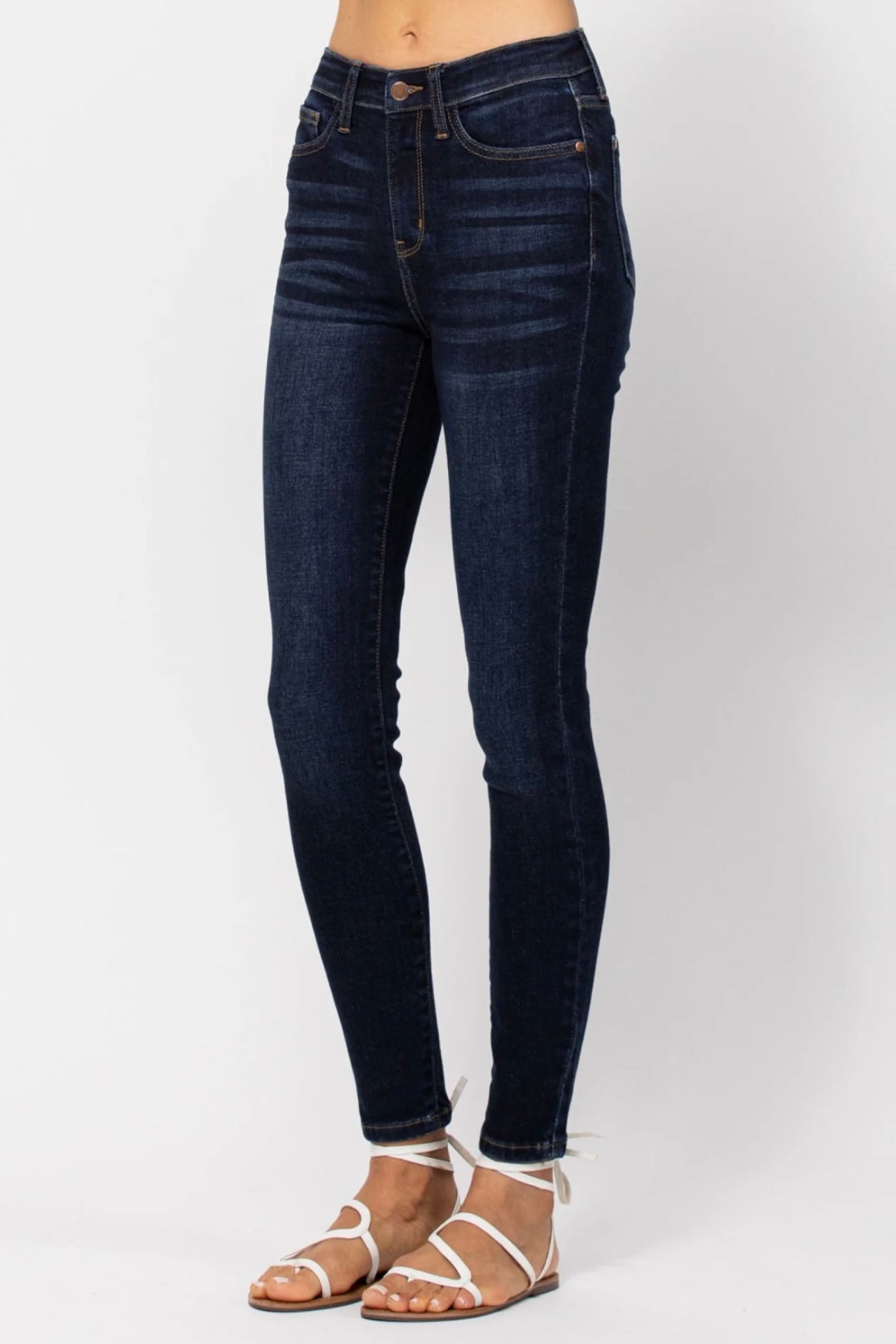 Judy Blue Dark Wash High Waist Hand Sanded Skinny Jeans