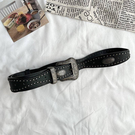 Dipped Shop - Vintage Metal Punk Adjustable Waist Belt Black