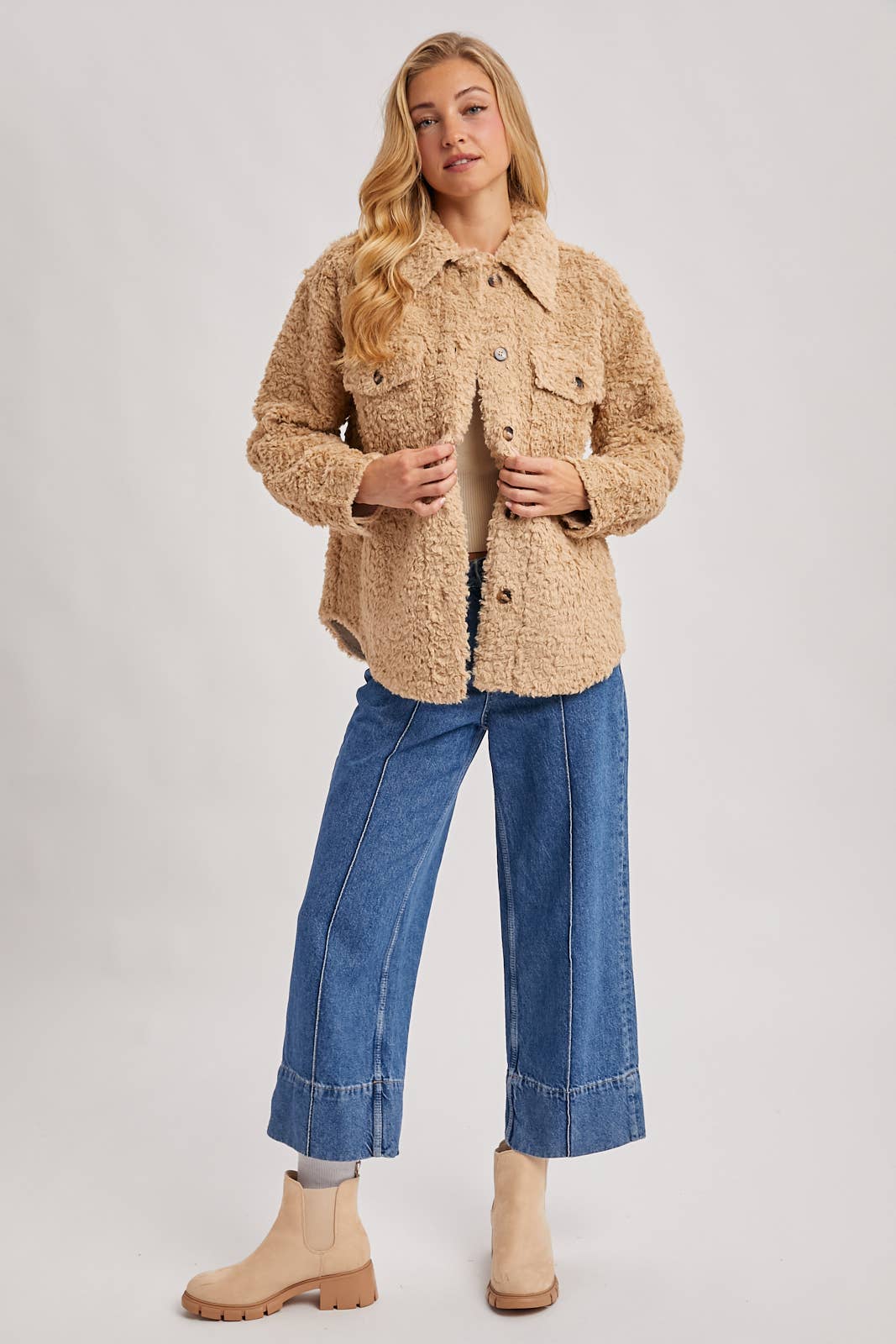 Bluivy - BOUCLE WOVEN JACKET: LATTE