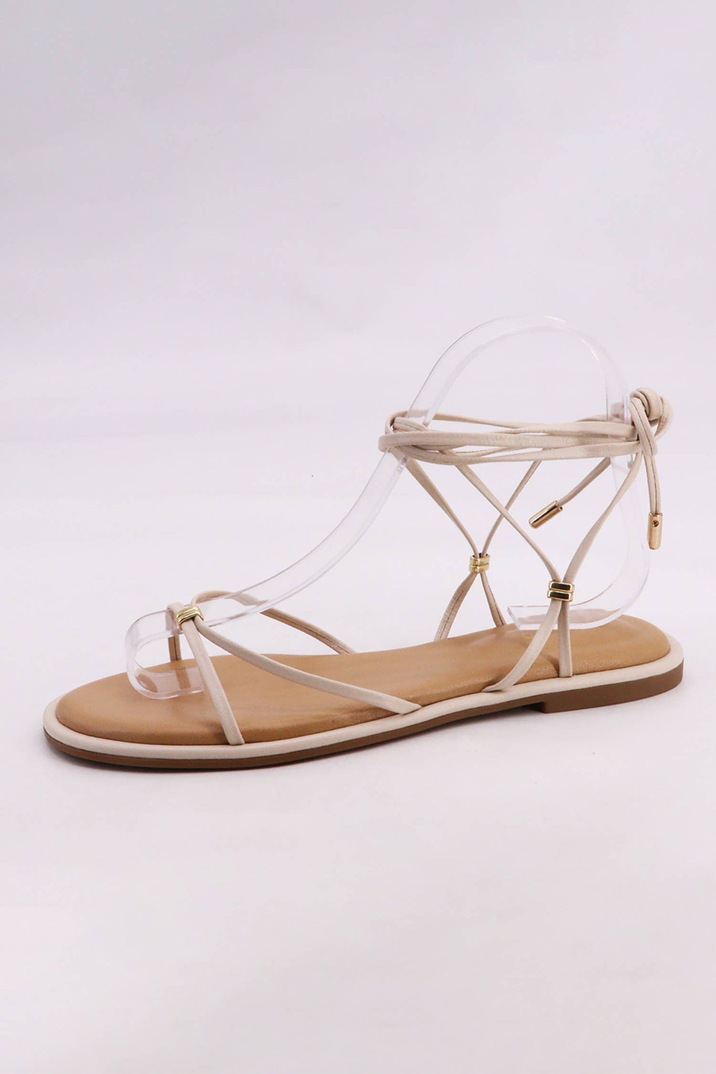Let's See Style: Strappy Flat Lace-Up Sandal IVORY