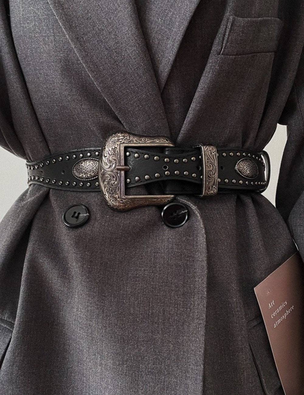 Dipped Shop - Vintage Metal Punk Adjustable Waist Belt Black