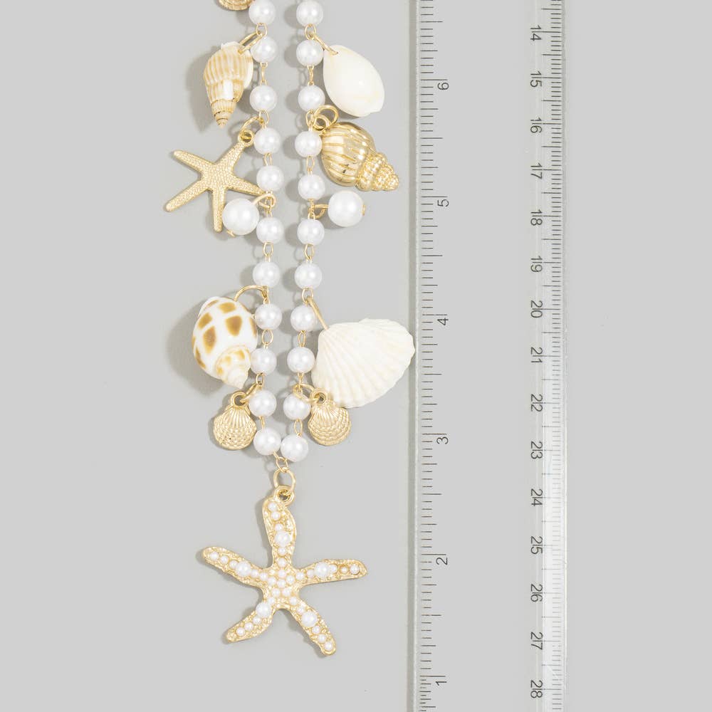 Anarchy Street - Pearl And Shell Charm Starfish Necklace: IVORY