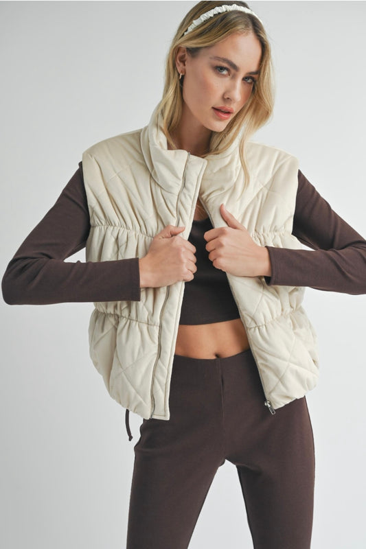 Sadie & Sage Cosmic Quilted Vest - Cream