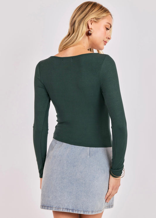 Sadie & Sage Ronan Ribbed Long Sleeve - Green
