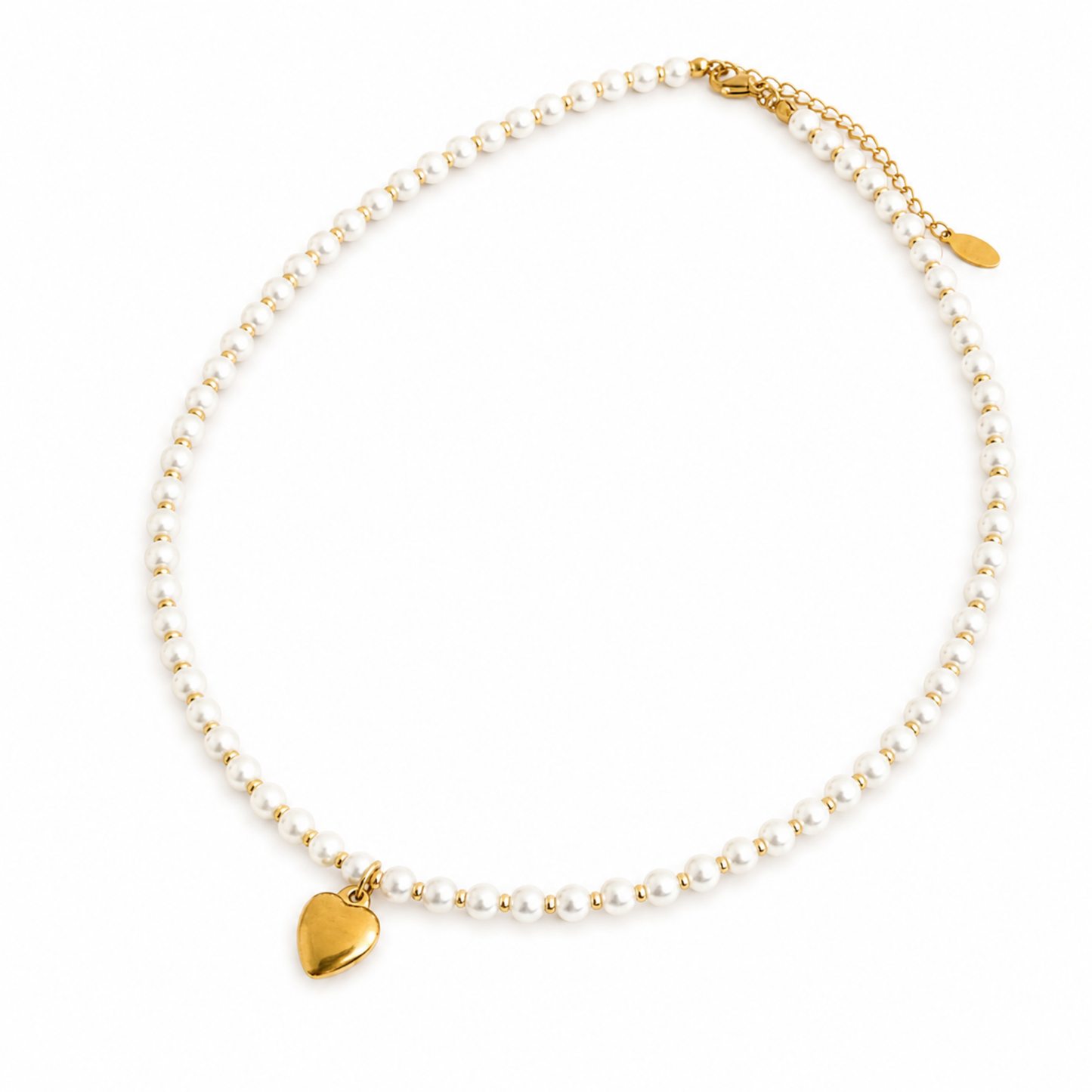 Ellison+Young - Pearl And Gold Bauble Heart Necklace