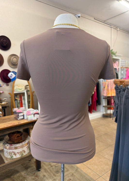 RD Style Roxie Short Sleeve Top - Clay Taupe