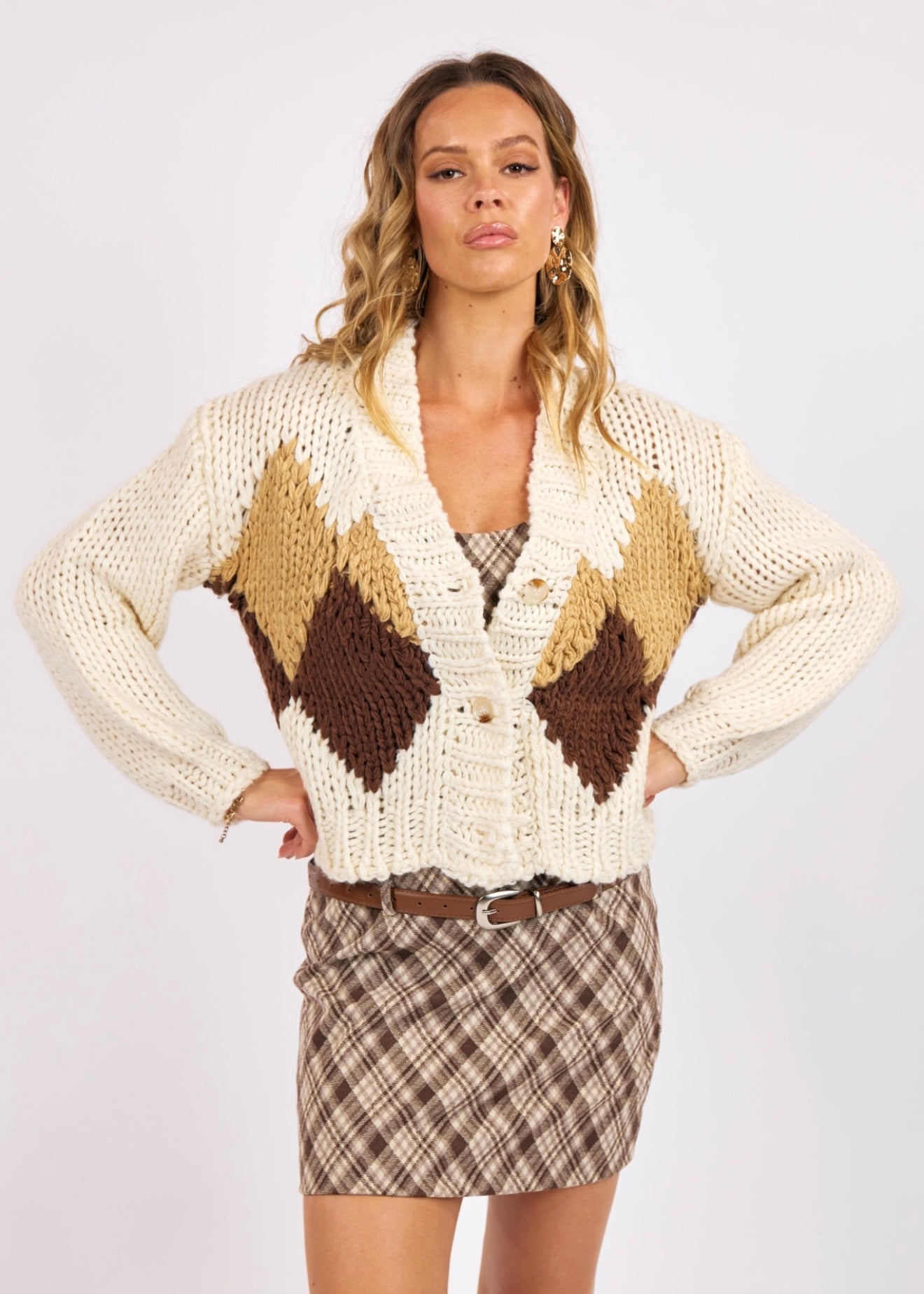 Sage the Label Celine Diamond Chunky Cardigan