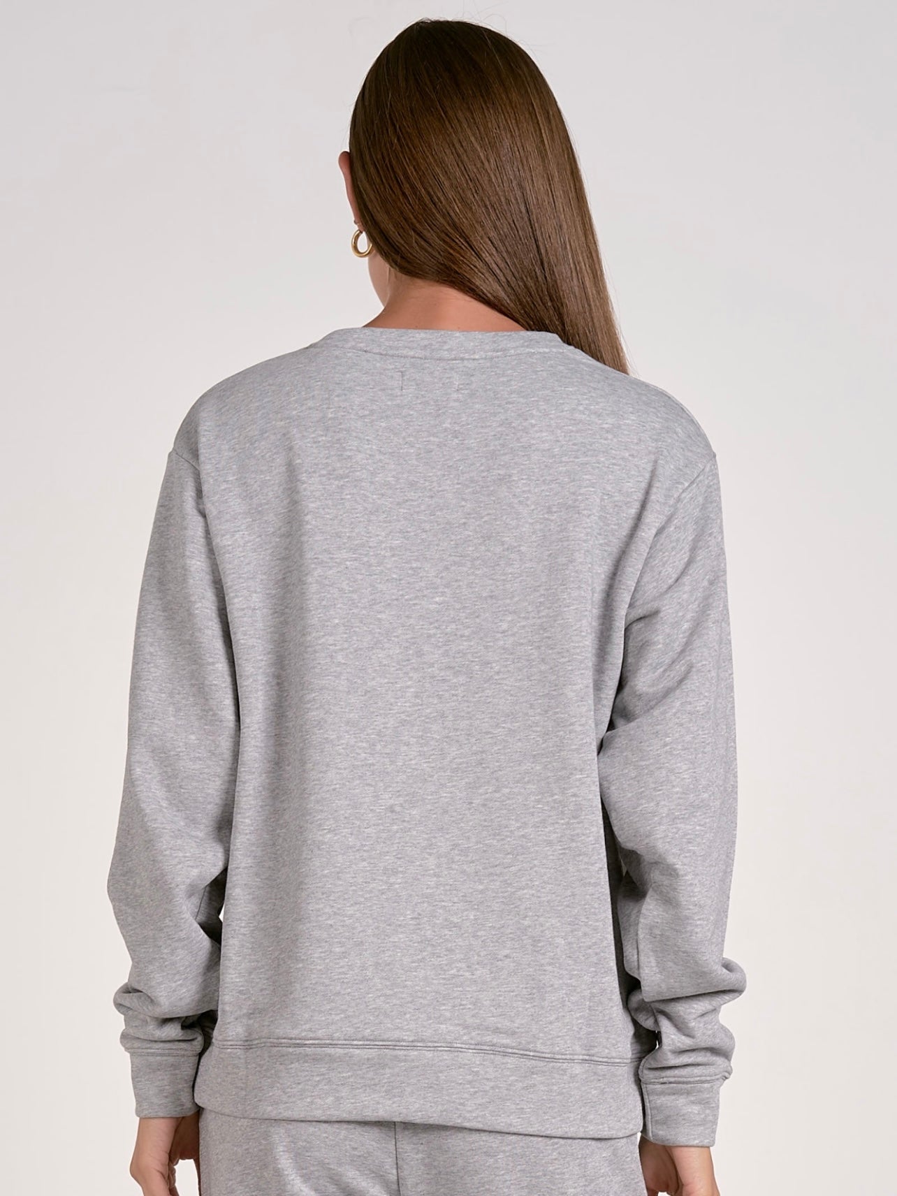 Elan Amour Long Sleeve Graphic Sweater - Grey