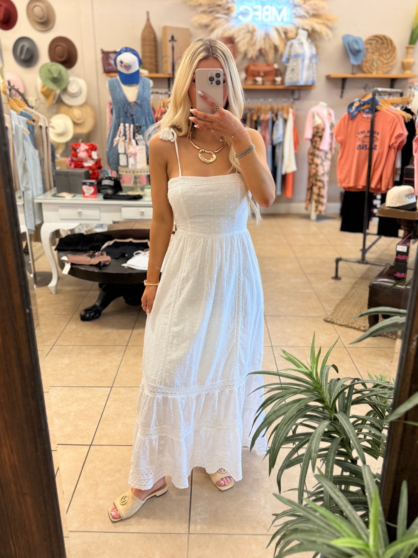 Bila 77 Alberni Eyelet White Dress