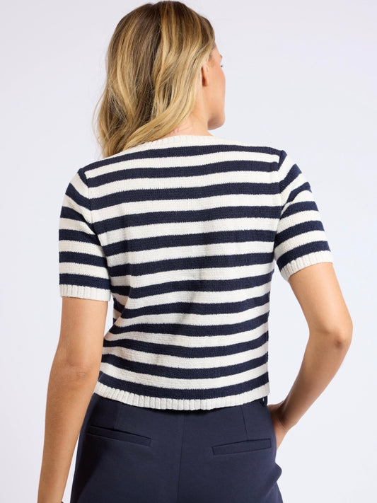 Sage the Label Daphne Striped Button Up - Navy/Cream