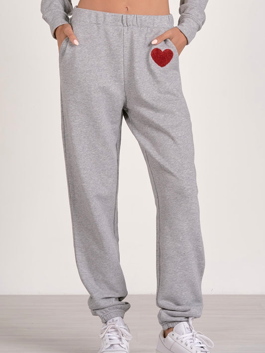 Elan Heart Lounge Jogger Pant - Grey