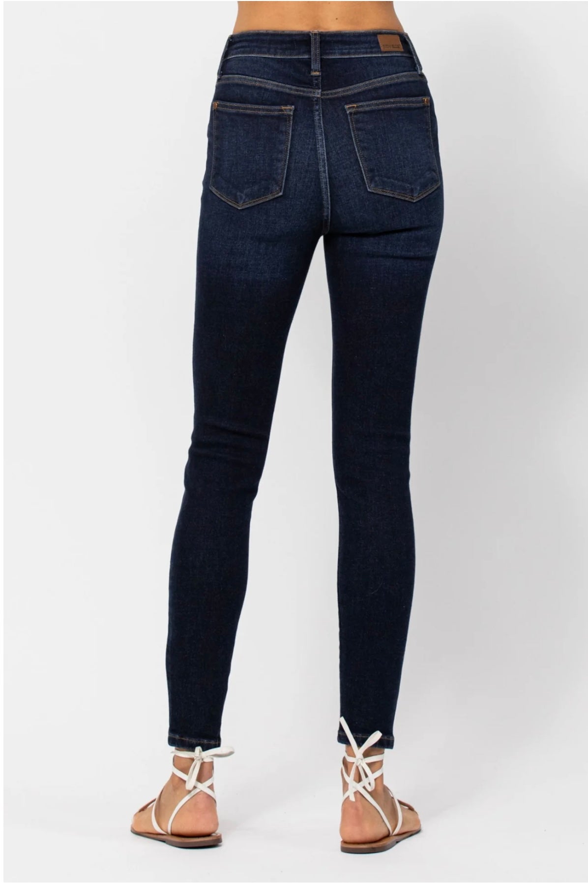 Judy Blue Dark Wash High Waist Hand Sanded Skinny Jeans