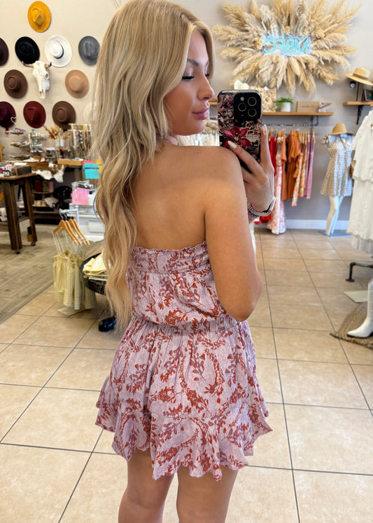 Needii Strapless Floral Romper - Pink Multi