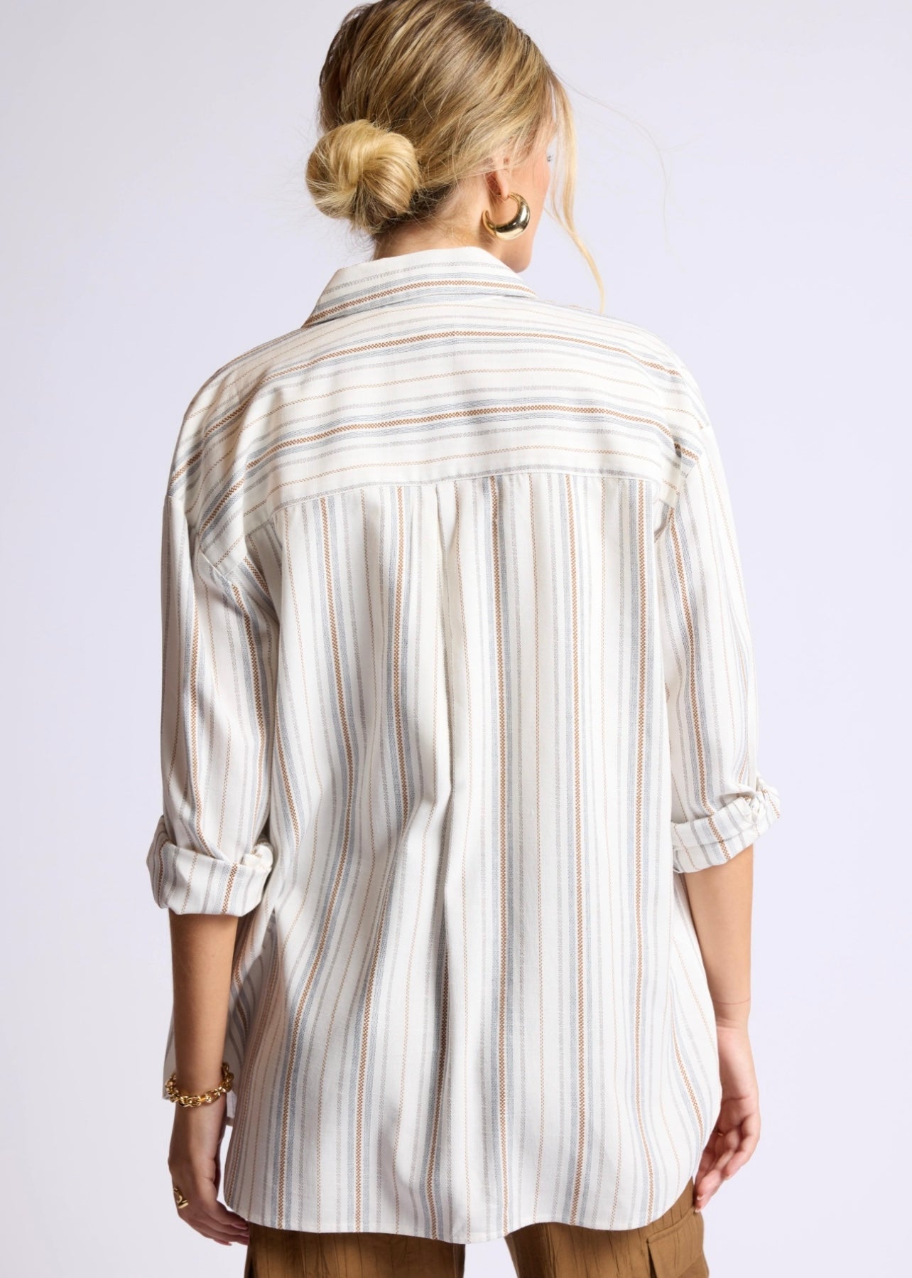 Sage the Label Nopales Striped Hi-Low Button Up - Multi