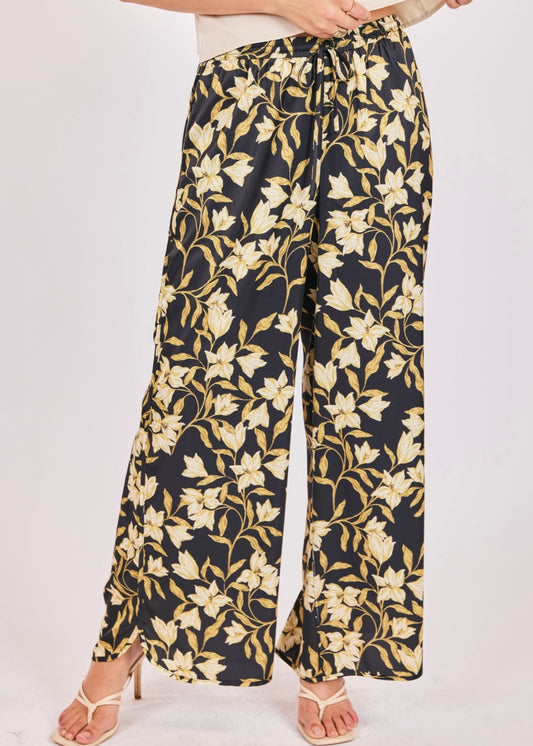 Sadie & Sage Gala Satin Floral Pants