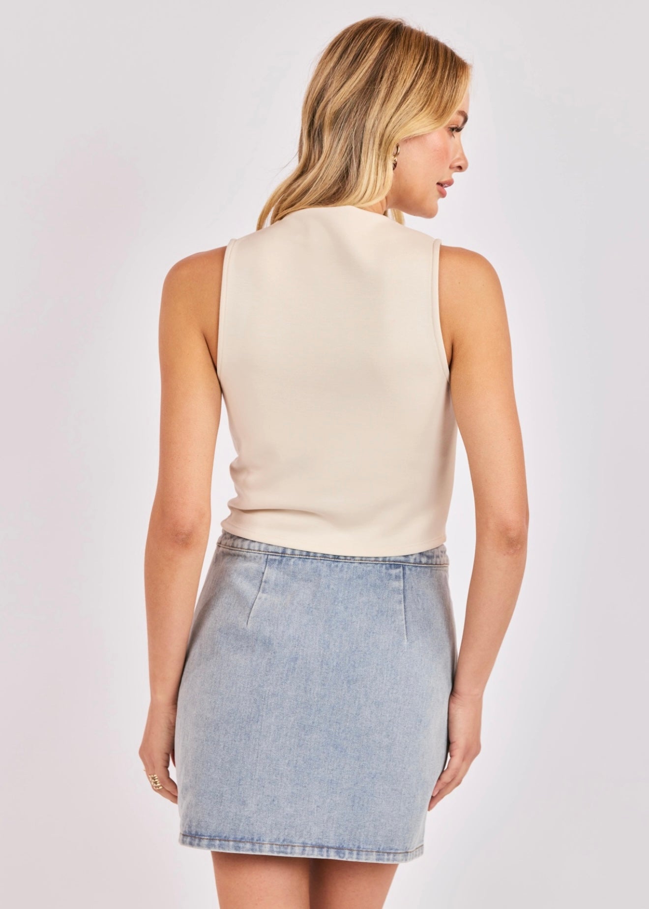 Sadie & Sage Hustle High Neck Top - Cream