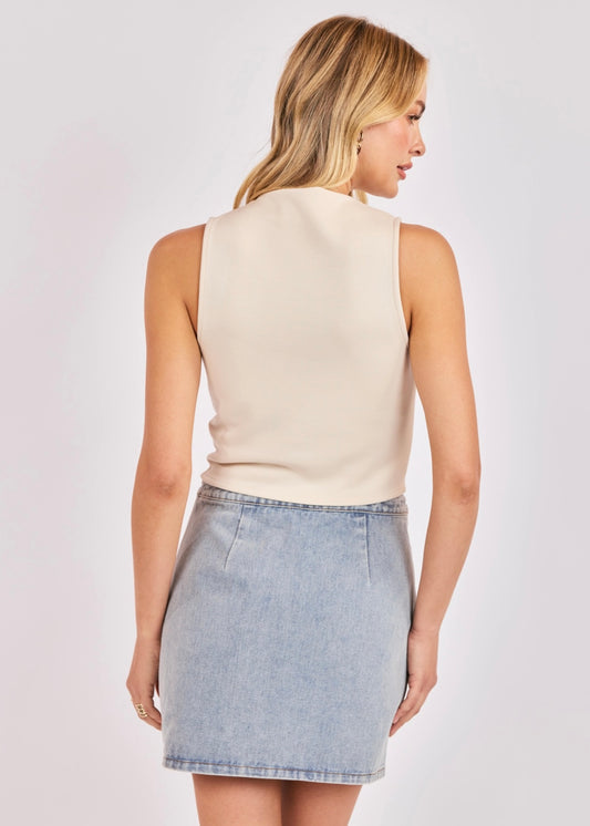 Sadie & Sage Hustle High Neck Top - Cream