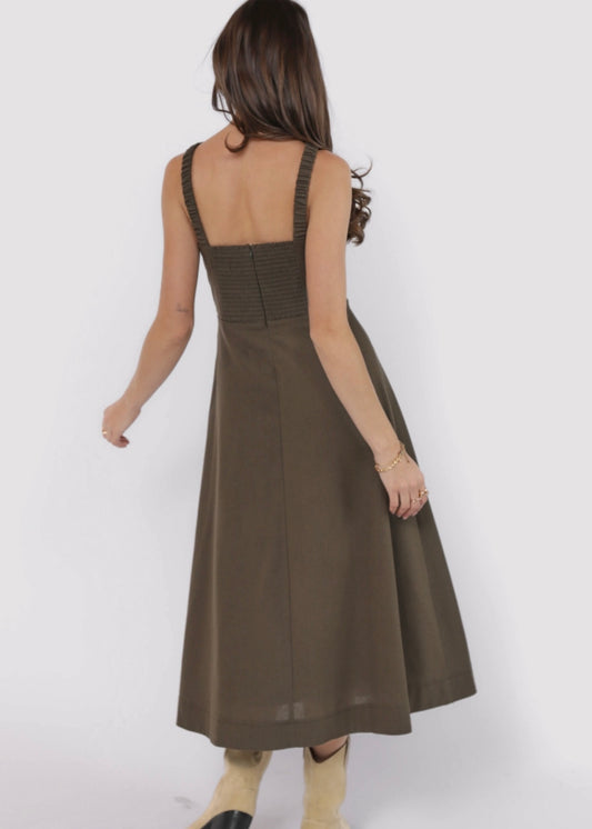 Sadie & Sage Backyard Linen Blend Halter Dress