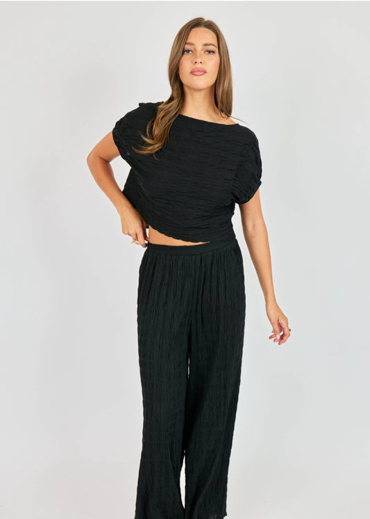 Sadie & Sage Linework Wide Leg Pants - Black