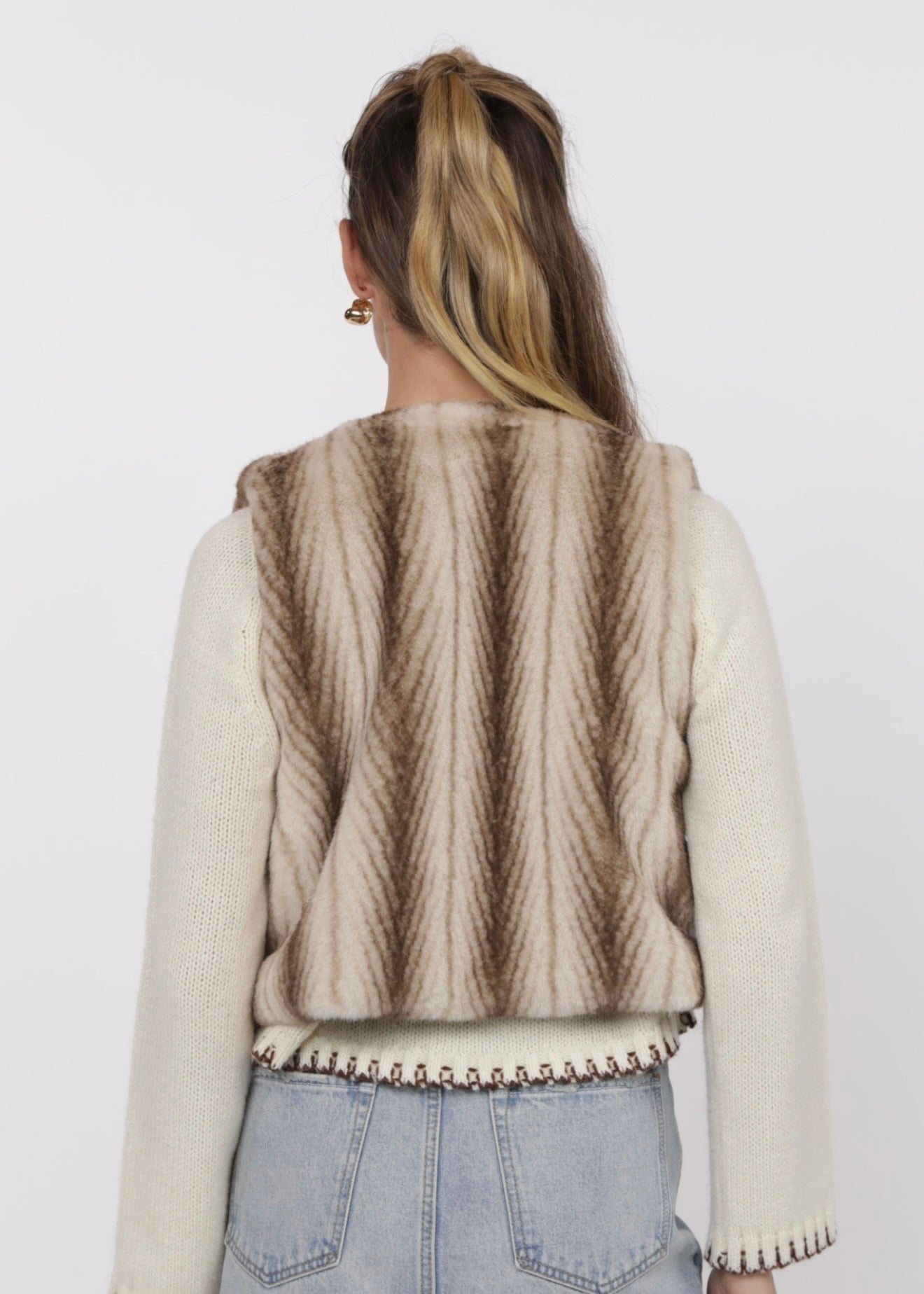 Sage the Label Demi Faux Fur Vest - Taupe