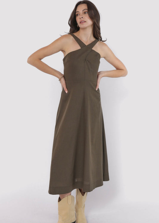 Sadie & Sage Backyard Linen Blend Halter Dress
